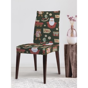 Чехол на стул «Новогодние деревянные игрушки», декоративный, велюр