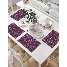 Комплект салфеток для сервировки стола «Новогодний олень», прямоугольные, размер 32х46 см, 4 шт
