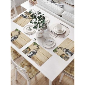 Комплект салфеток для сервировки стола «Новогодний домовенок», прямоугольные, размер 32х46 см, 4 шт