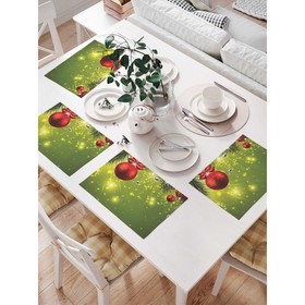 Комплект салфеток для сервировки стола «Искрящаяся новогодняя елка», прямоугольные, размер 32х46 см, 4 шт