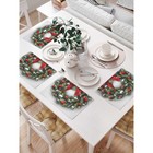 Комплект салфеток для сервировки стола «Сказочный рождественский венок», прямоугольные, размер 32х46 см, 4 шт - Фото 1