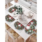 Комплект салфеток для сервировки стола «Сказочный рождественский венок», прямоугольные, размер 32х46 см, 4 шт - Фото 2