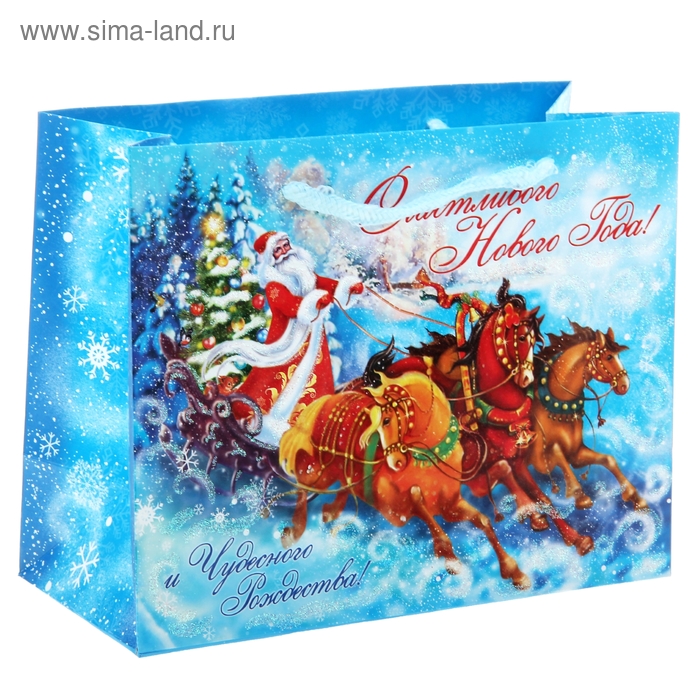 Пакет ламинированный горизонтальный «Тройка лошадей», 11 × 14 см - Фото 1