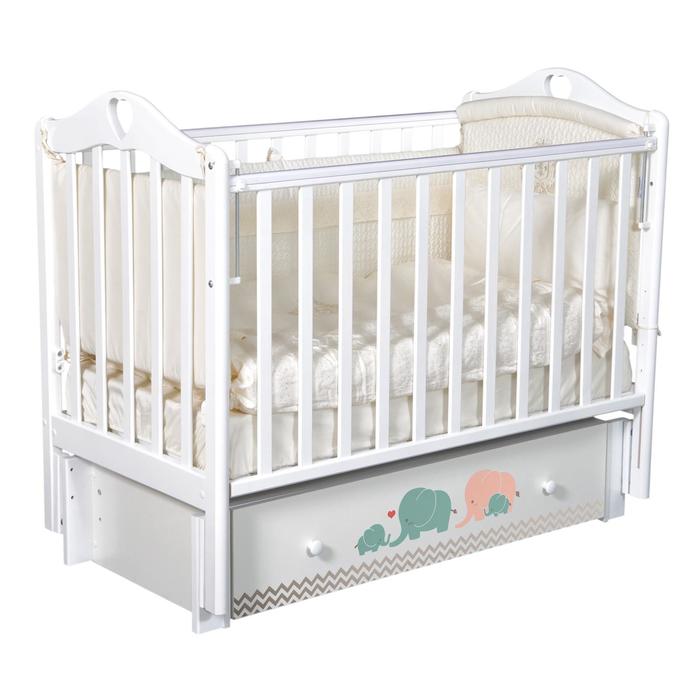 Кровать Estelle, коллекция «Мэри», рисунок  бирюза/серый, цвет белый