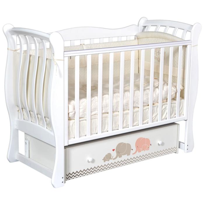 Кровать Tiffany, коллекция «Мэри», рисунок розовый/серый, цвет белый