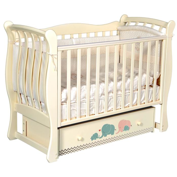 Кровать Tiffany, коллекция «Мэри», рисунок  бирюза/серый, цвет слоновая кость