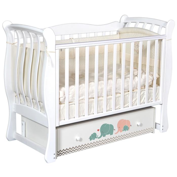 Кровать Tiffany, коллекция «Мэри», рисунок  бирюза/серый, цвет белый