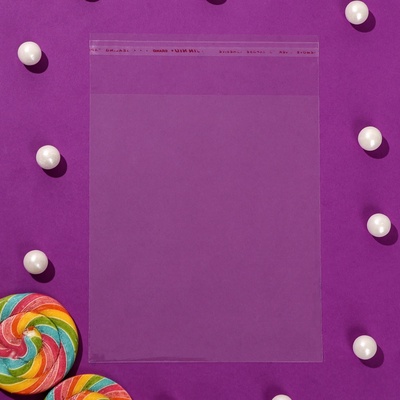 Пакет БОПП с клеевым клапаном, прозрачный для фасовки и упаковки, 14×16/4 см, 25 мкм