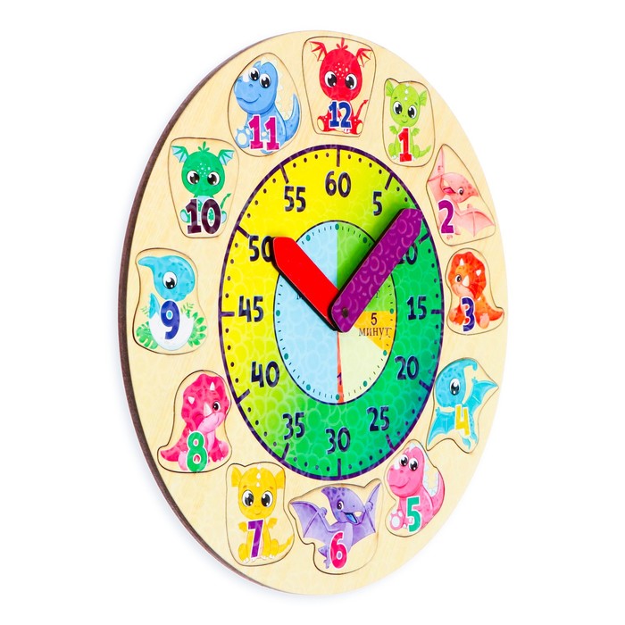 Часы детские развивающие "Учим время", d-29 см - фото 1885233352