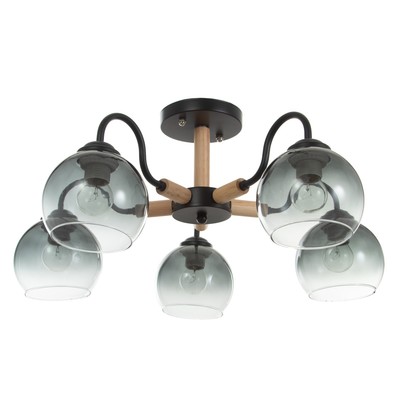 Люстра 1088/5BK 40 Вт Е27 черный-светлое дерево 56×56×28 см BayerLux