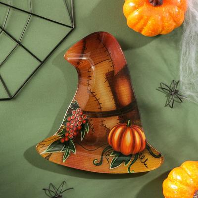Блюдо стеклянное сервировочное Доляна «Хэллоуин. Шляпа»