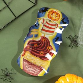 Блюдо стеклянное сервировочное Доляна «Хэллоуин. Кекс фиолетовый», 20×10,5 см