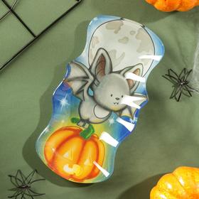Блюдо стеклянное сервировочное Доляна «Хэллоуин. Летучая мышь», 20×10,5 см