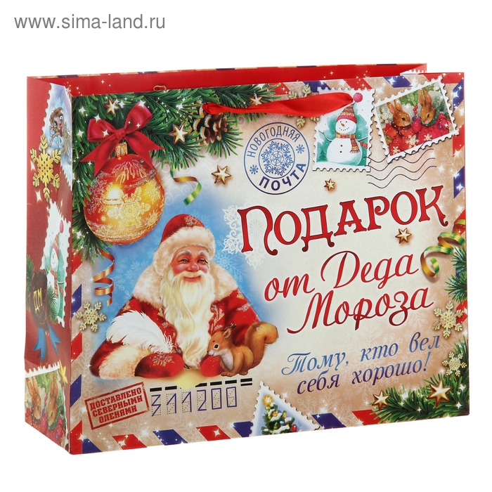 Пакет ламинированный горизонтальный «Подарок от Деда Мороза», 23 × 27 см - Фото 1
