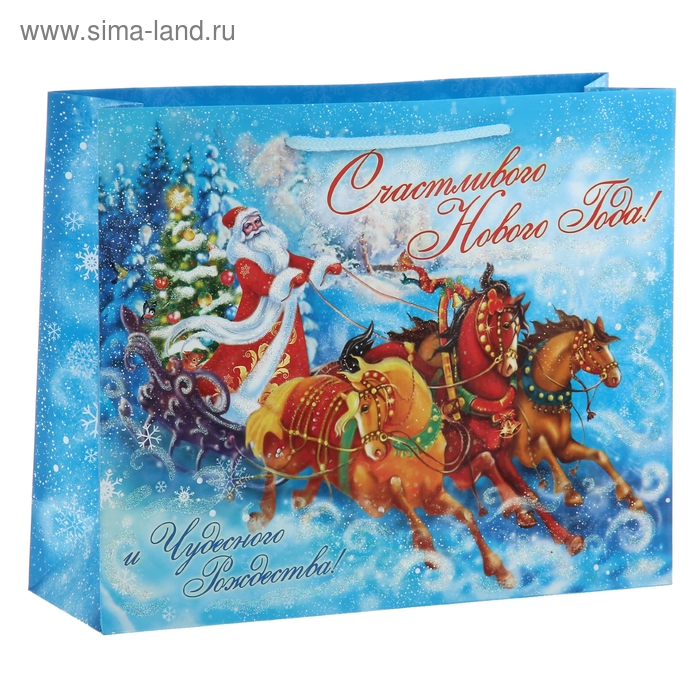 Пакет ламинированный горизонтальный «Тройка лошадей», 23 × 27 см - Фото 1