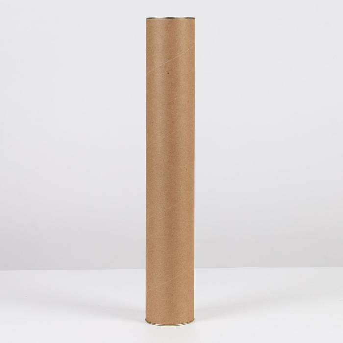 Тубус 76×490 мм (470 мм внутренняя Высота), плотный картон, металлическая крышка - Фото 1