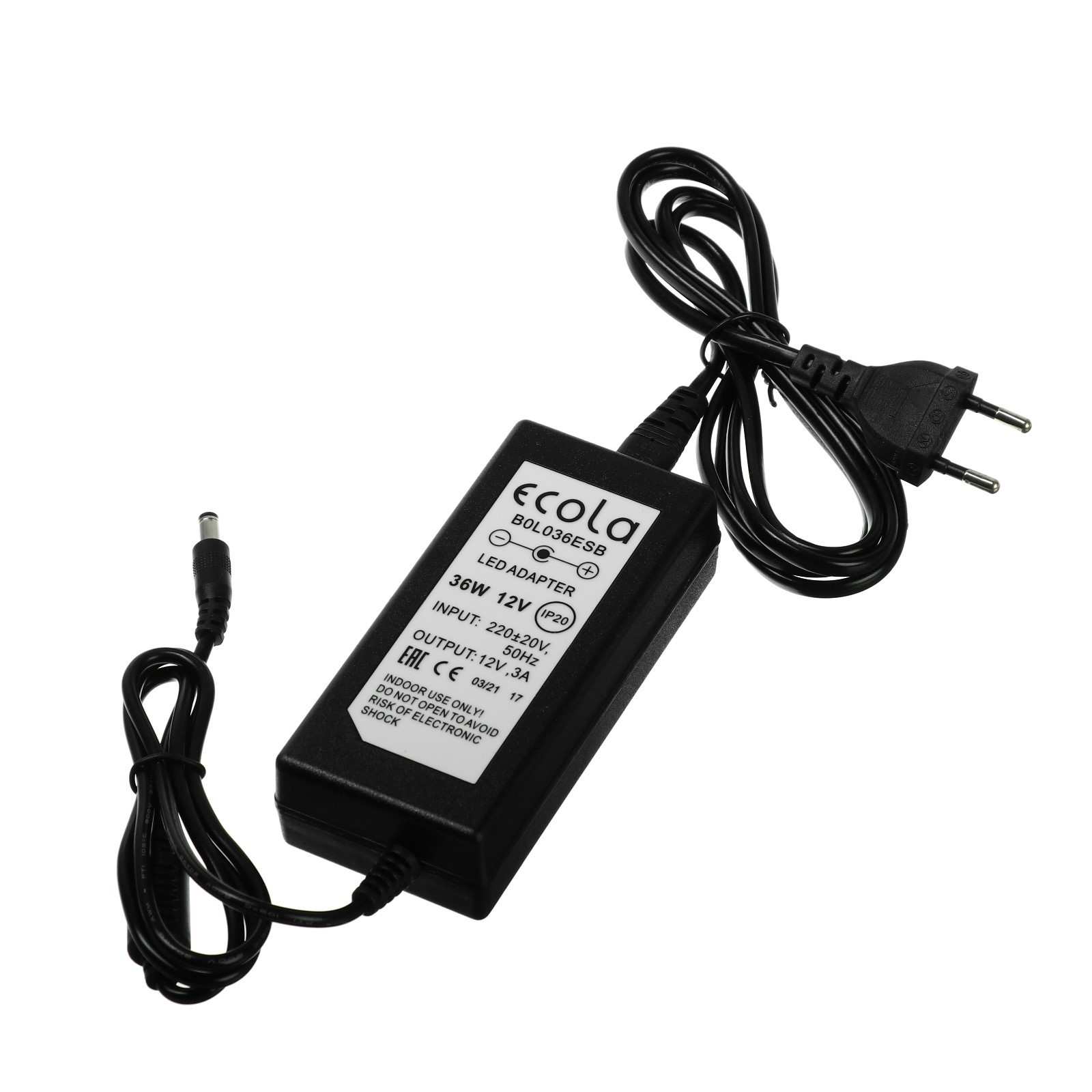 Блок питания Ecola для светодиодной ленты 12 В, 36 Вт, IP20 (B0L036ESB ...