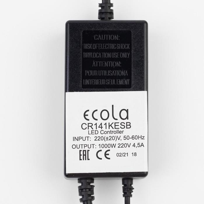 Контроллер Ecola для RGB ленты 14 × 7 мм, IP20, 220 В, 1000 Вт, пульт ДУ - фото 1886695051