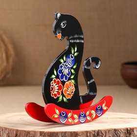 

Сувенир "Кошка-качалка", чёрная, гордецкая роспись
