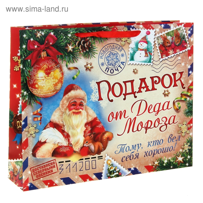 Пакет ламинированный горизонтальный «Подарок от Деда Мороза», 31 × 40 см - Фото 1