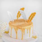 Набор топперов для торта «Перо», 4 шт, цвет золотой - фото 321303744
