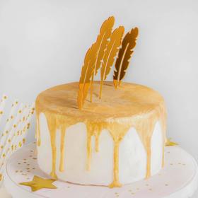 Набор топперов для торта «Перо», 4 шт., цвет золотой