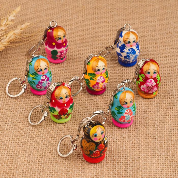 Брелок для ключей на кольце «Матрёшка», 4.5×2.5 см, ручная роспись, МИКС - Фото 1