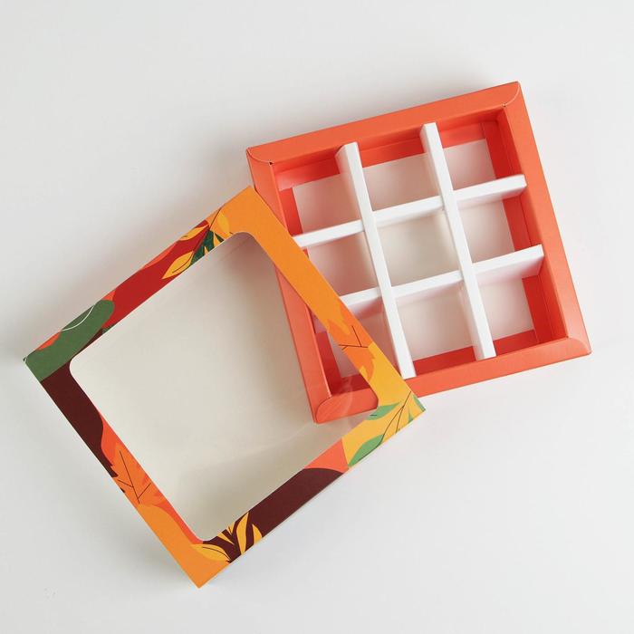Коробка под 9 конфет с ячейками, кондитерская упаковка, «Любимому учителю» 14,5 х 14,5 х 3,5 см - фото 1907303953