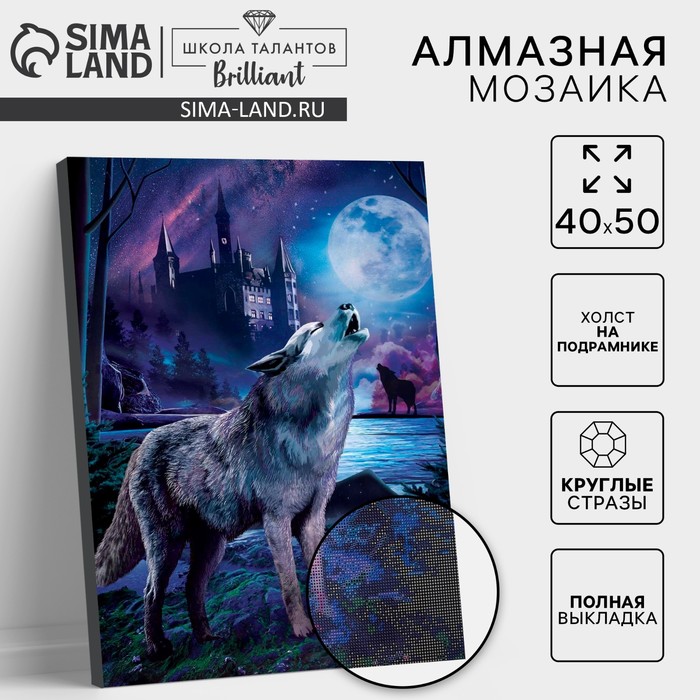 Алмазная мозаика с полным заполнением на подрамнике «Волк в лесу», 40×50 см - Фото 1