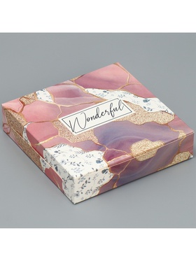 Кондитерская упаковка, коробка «Wonderful», 14 х 14 х 3,5 см (комплект 5 шт)