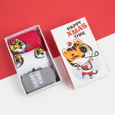 Носки детские новогодние KAFTAN «Тигруш», набор 3 пары, размер 14-16