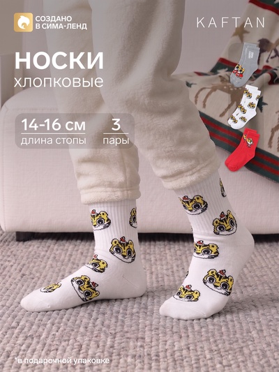 Носки детские новогодние KAFTAN «Тигруш», набор 3 пары, размер 14-16
