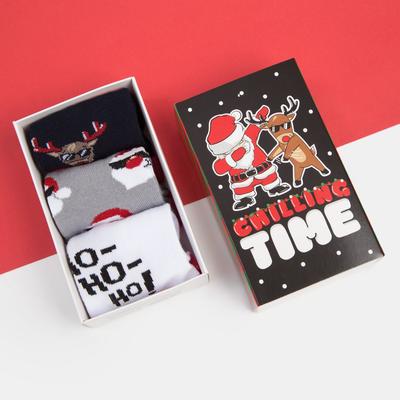 Носки детские новогодние KAFTAN «Друзья», набор 3 пары, р-р 14-16