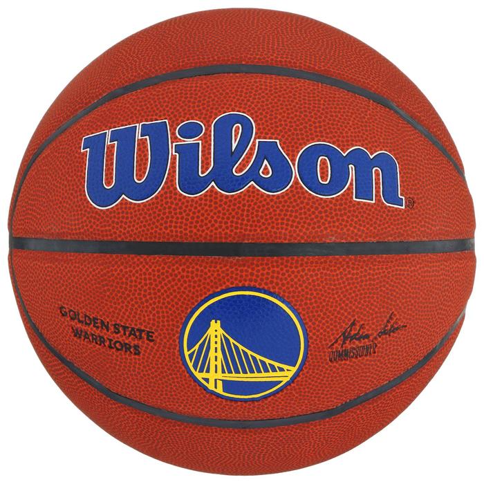 Мяч баскетбольный WILSON NBA Golden State Warriors, арт.WTB3100XBGOL размер 7, PU, бутиловая камера, цвет коричневый - Фото 1