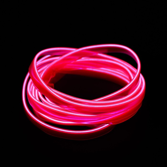 Неоновая нить Cartage для подсветки салона, адаптер питания 12 В, 2 м, розовый - Фото 1
