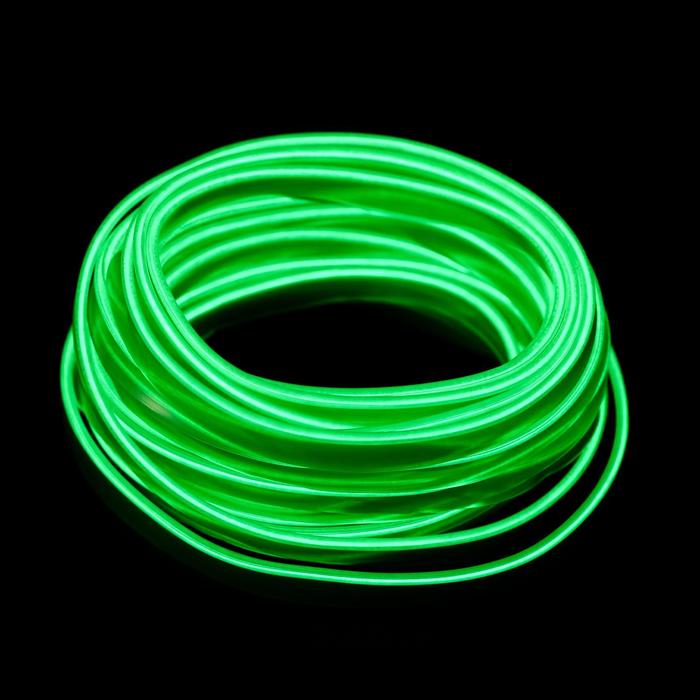 Неоновая нить Cartage для подсветки салона, адаптер питания 12 В, 7 м, зеленый - Фото 1
