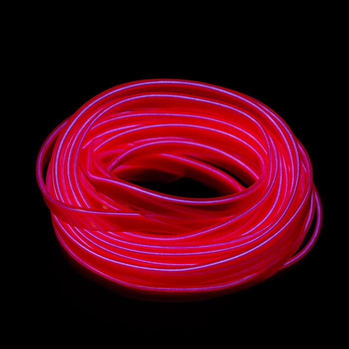 Неоновая нить Cartage для подсветки салона, адаптер питания 12 В, 7 м, розовый - Фото 1