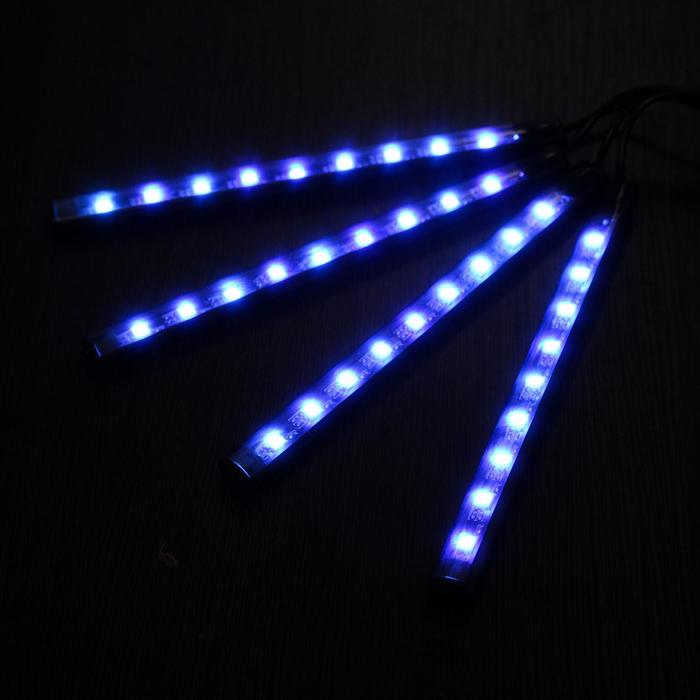 Подсветка салона 9 LED-5050, 14 см, пульт, светомузыка, мультисвет RGB, 4 шт - Фото 1