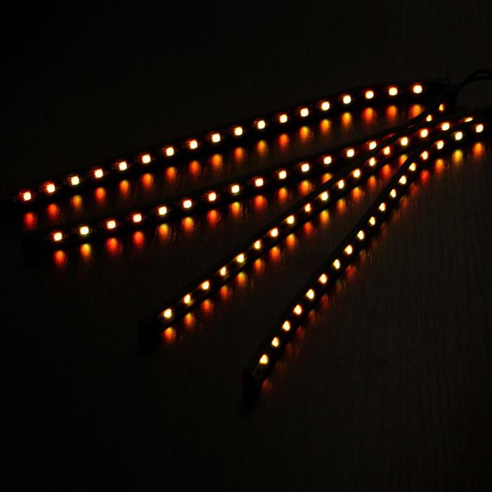 Подсветка салона 18 LED-5050, 32 см, пульт, светомузыка, мультисвет RGB, 4 шт - Фото 1