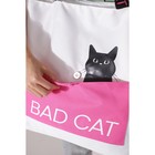 Сумка-шопер Bad cat без молнии с подкладкой, наружный карман, цвет белый - фото 30305474