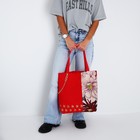 Сумка-шопер Flowers без молнии с подкладкой, цвет красный 6938757