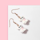 Серьги детские «Выбражулька» мишки, цвет бело-розовый в золоте - фото 7084575