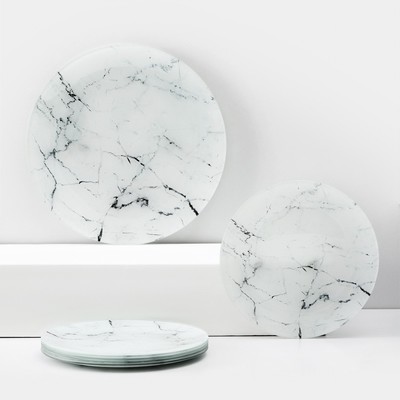 Тарелки Доляна «Мрамор», 7 предметов: d=30 см 1 шт., d=21.5 см - 6 шт., белые