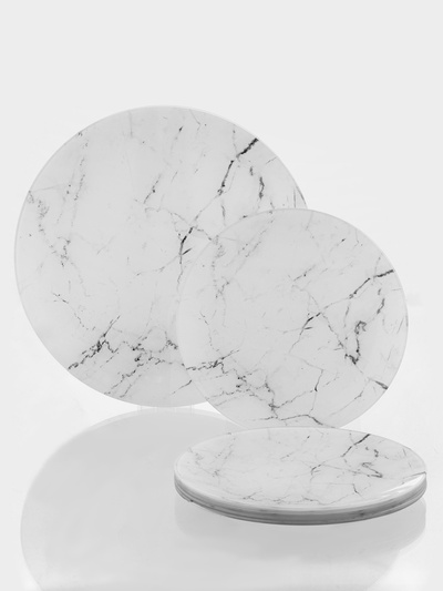 Тарелки Доляна «Мрамор», 7 предметов: d=30 см 1 шт., d=21.5 см - 6 шт., белые