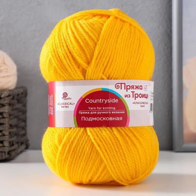Пряжа для вязания спицами, крючком «Троицкая. Подмосковная», 50% шерсть, 50% акрил, 250 м/100 г, (12 желток)