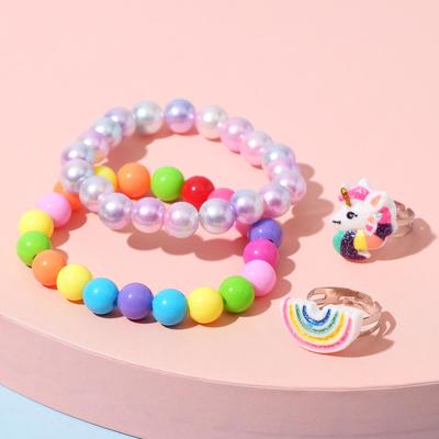 Набор детский «Выбражулька» 4 предмета: браслет, 2 кольца, радуга, цветной