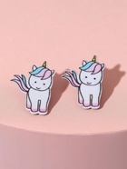 Серьги детские Выбражулька «Единорожки», цветные в серебре (комплект 3 шт) - фото 51622965