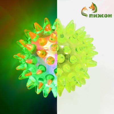 Мяч для животных малый, 4.5 см, светящийся, TPR, жёлтый