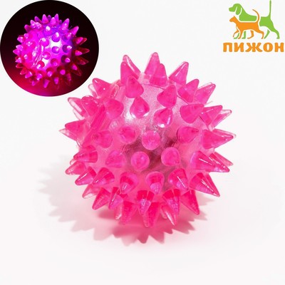 Мяч для животных малый, 4.5 см, светящийся, TPR, розовый