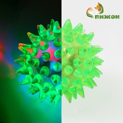 Мяч для животных малый, 4.5 см, светящийся, TPR, зелёный